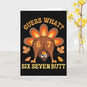 Funny 67 Meme Thanksgiving Turkey Guess What Six S カード (黄色い花)