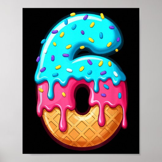 Funny 67 Number 6 Ice Cream Drip Meme Matching Gro ポスター (正面)