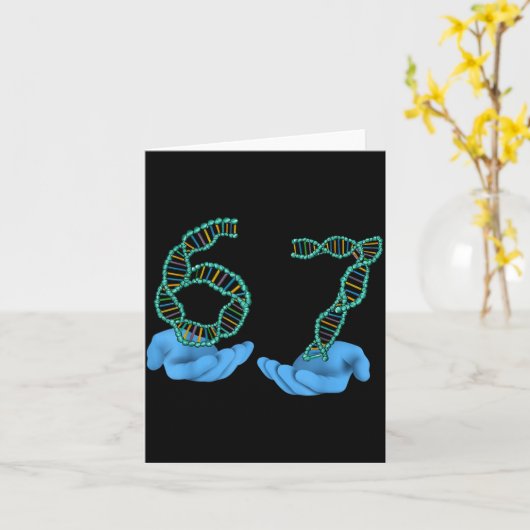 Funny 67 Number Meme Dna Replication Molecular Sci カード (黄色い花)