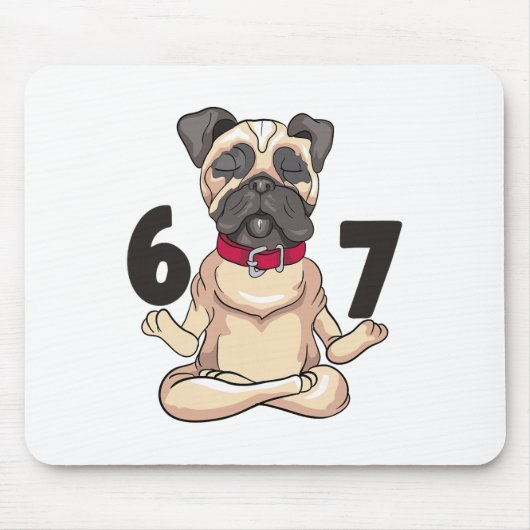 Funny 67 Pug Dog Yoga Hand Pose Graphic  マウスパッド (正面)