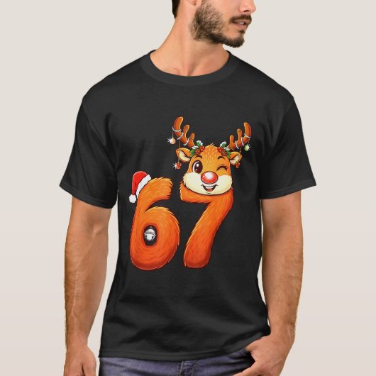 Funny 67 Reindeer Christmas Six Seven Meme 6 7 Tee Tシャツ (正面)