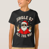 Funny 67 Rock On Santa Six Seven Trendy Meme Holid Tシャツ (正面)