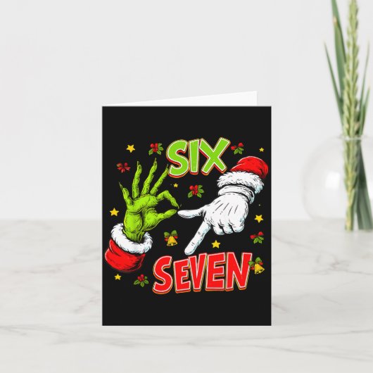 Funny 67 Santa Hand Christmas Six Seven Meme Teens カード (正面)