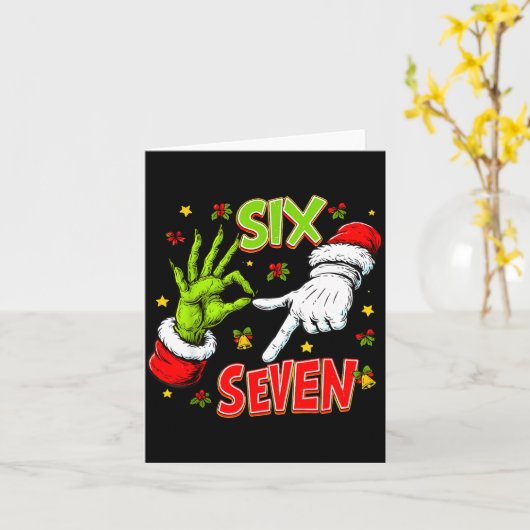 Funny 67 Santa Hand Christmas Six Seven Meme Teens カード (黄色い花)
