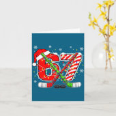 Funny 67 Santa Hat Candy Cane Ice Hockey Six Seven カード (黄色い花)