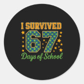 Funny 67 School Meme Design _ I Survived 67 Days  ラウンドシール (正面)
