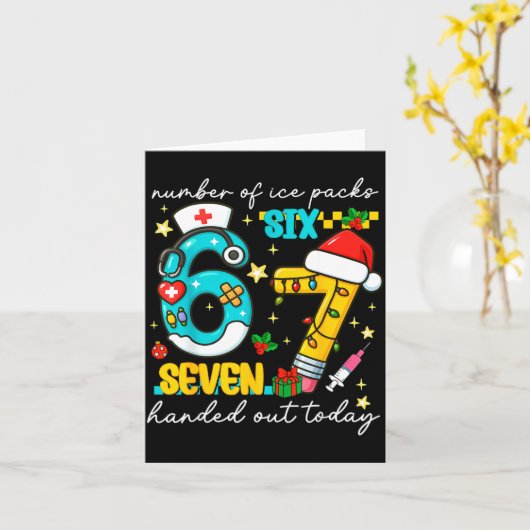 Funny 67 School Nurse Christmas Six Seven School N カード (黄色い花)