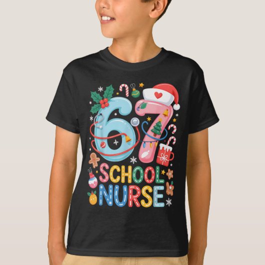 Funny 67 School Nurse Christmas Xmas Meme Holiday  Tシャツ (正面)