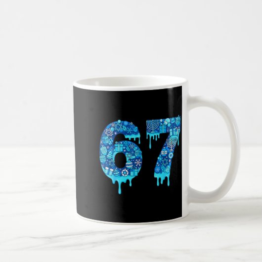 Funny 67 Six Seven 6 7 Happy Hanukkah Jewish Chanu コーヒーマグカップ (右)