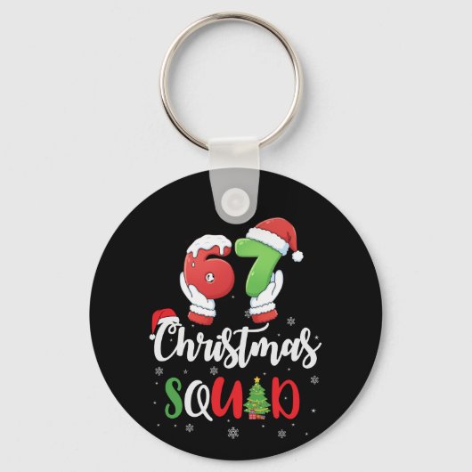 Funny 67 Six Seven Brianrot Christmas Squad キーホルダー (正面)