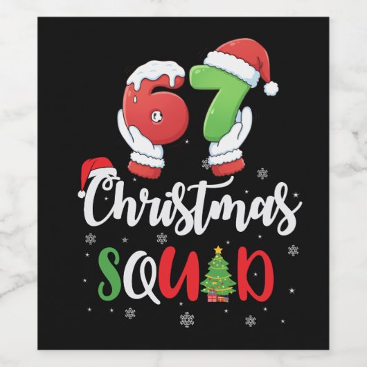 Funny 67 Six Seven Brianrot Christmas Squad ワインラベル (シングルラベル)