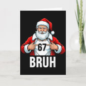 Funny 67 Six Seven Bruh Meme Christmas Santa Men W カード (正面)