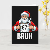 Funny 67 Six Seven Bruh Meme Christmas Santa Men W カード (黄色い花)