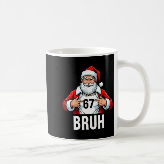 Funny 67 Six Seven Bruh Meme Christmas Santa Men W コーヒーマグカップ (右)
