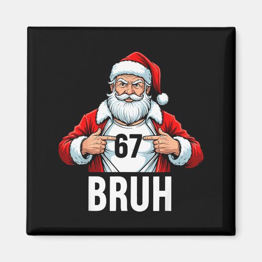 Funny 67 Six Seven Bruh Meme Christmas Santa Men W マグネット (正面)
