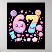Funny 67 Six Seven Candy 6 7 Meme Gen Alpha Kawaii ポスター (正面)