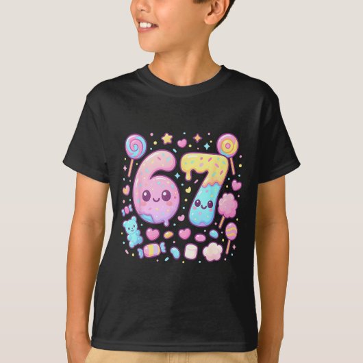 Funny 67 Six Seven Candy 6 7 Meme Gen Alpha Kawaii Tシャツ (正面)