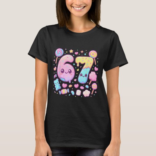 Funny 67 Six Seven Candy 6 7 Meme Gen Alpha Kawaii Tシャツ (正面)