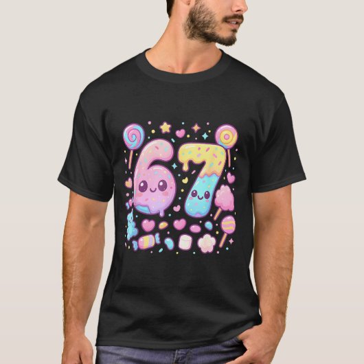 Funny 67 Six Seven Candy 6 7 Meme Gen Alpha Kawaii Tシャツ (正面)