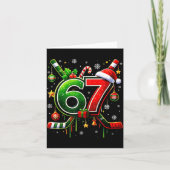 Funny 67 Six Seven Christmas Ice Hockey  カード (正面)