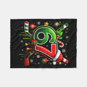 Funny 67 Six Seven Christmas Ice Hockey  フリースブランケット (正面(横))