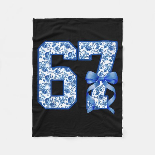 Funny 67 Six Seven Coquette Girly Blue Toile Women フリースブランケット (正面)