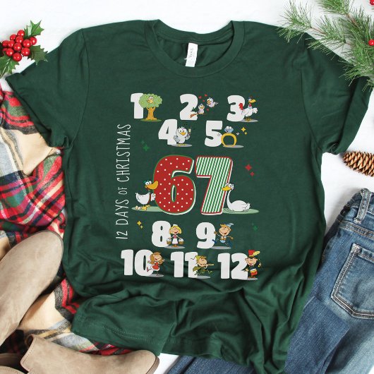 Funny 67 Six Seven Meme 12 Days of Christmas Black Tシャツ