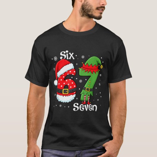 Funny 67 Six Seven Meme 6 7 Elf Santa Christmas Pa Tシャツ (正面)