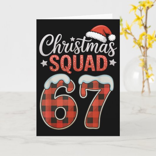 Funny 67 Six Seven Meme Brainrot 67 Christmas Squa カード (黄色い花)
