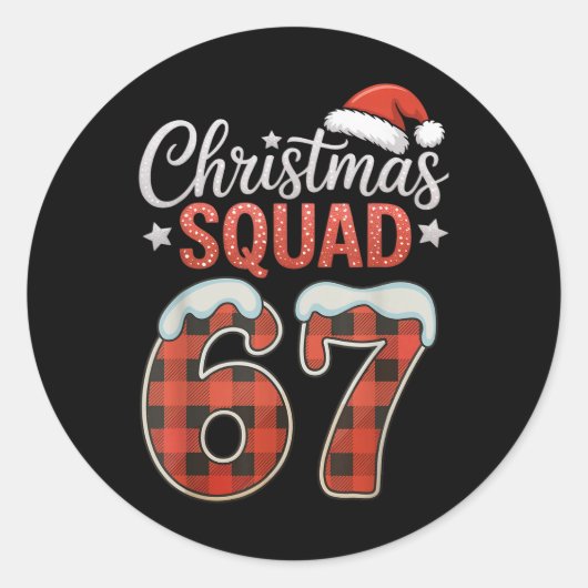 Funny 67 Six Seven Meme Brainrot 67 Christmas Squa ラウンドシール (正面)