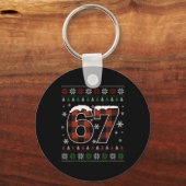 Funny 67 Six Seven Meme Brainrot Cringe Christmas  キーホルダー (正面)