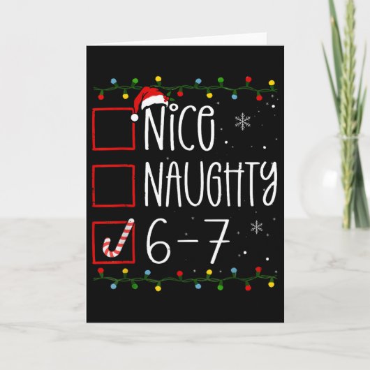 Funny 67 Six Seven Meme Christmas Naughty Nice Lis カード (正面)
