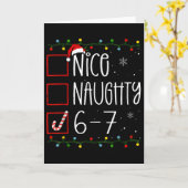 Funny 67 Six Seven Meme Christmas Naughty Nice Lis カード (黄色い花)
