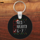 Funny 67 Six Seven Meme Christmas Naughty Nice Lis キーホルダー (正面)