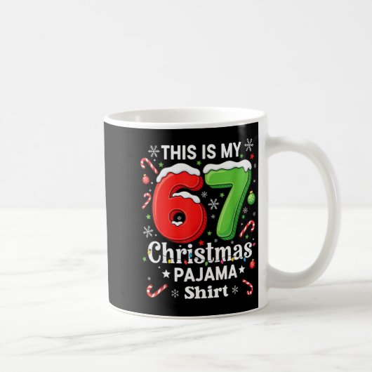 Funny 67 Six Seven Meme Christmas Pajama Shirt Kid コーヒーマグカップ (右)