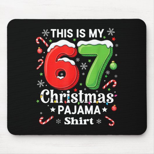 Funny 67 Six Seven Meme Christmas Pajama Shirt Kid マウスパッド (正面)