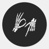 Funny 67 Six Seven Meme Halloween Skeleton Hands  ラウンドシール (正面)