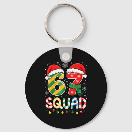 Funny 67 Squad Candy Cane Santa Hat Christmas Men  キーホルダー (正面)