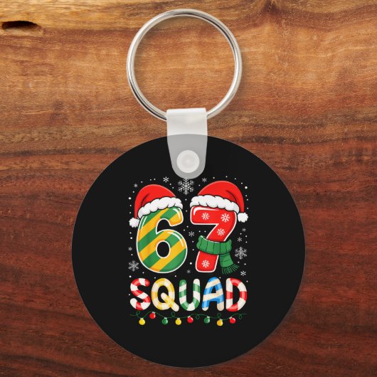 Funny 67 Squad Candy Cane Santa Hat Christmas Men  キーホルダー (正面)