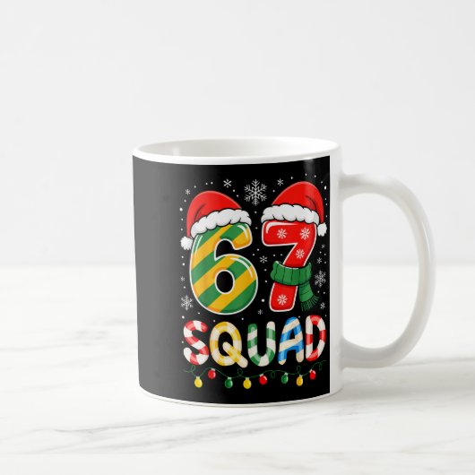 Funny 67 Squad Candy Cane Santa Hat Christmas Men  コーヒーマグカップ (右)