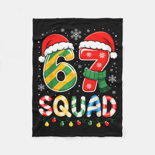 Funny 67 Squad Candy Cane Santa Hat Christmas Men  フリースブランケット (正面)