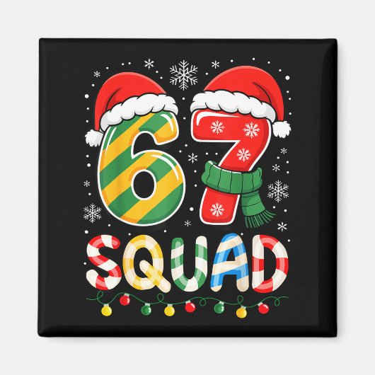 Funny 67 Squad Candy Cane Santa Hat Christmas Men  マグネット (正面)