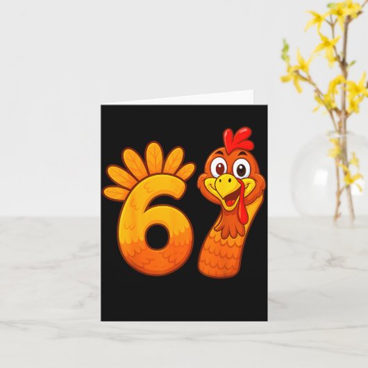 Funny 67 Thanksgiving Meme Turkey Six Seven Costum カード (黄色い花)