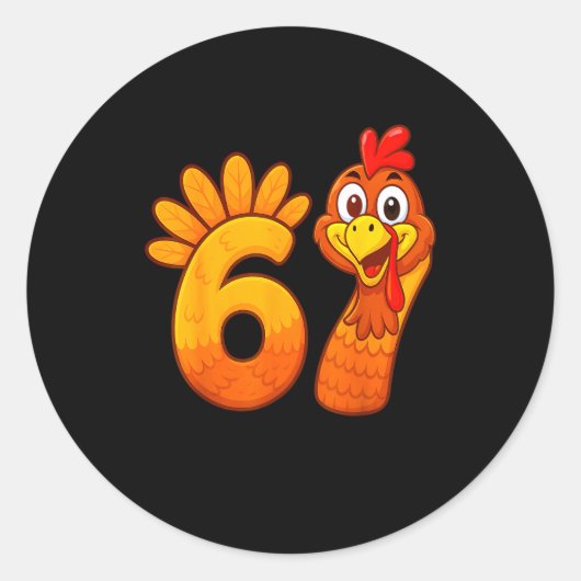 Funny 67 Thanksgiving Meme Turkey Six Seven Costum ラウンドシール (正面)