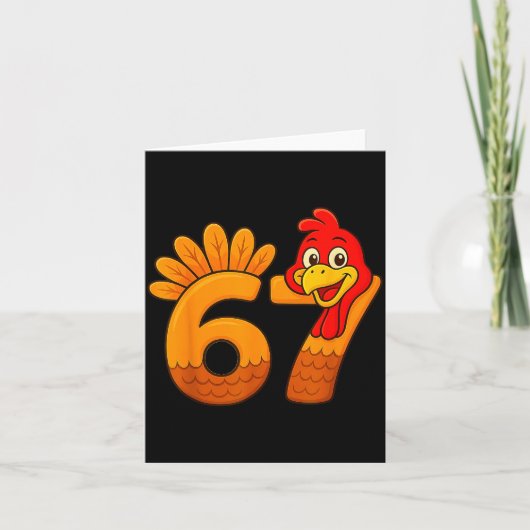 Funny 67 Thanksgiving Turkey Face 67 Number  カード (正面)
