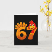 Funny 67 Thanksgiving Turkey Face 67 Number  カード (黄色い花)