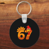 Funny 67 Thanksgiving Turkey Face 67 Number  キーホルダー (正面)