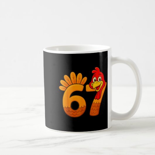 Funny 67 Thanksgiving Turkey Face 67 Number  コーヒーマグカップ (右)