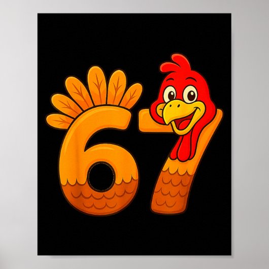 Funny 67 Thanksgiving Turkey Face 67 Number  ポスター (正面)
