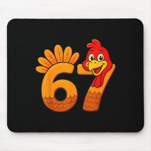 Funny 67 Thanksgiving Turkey Face 67 Number  マウスパッド (正面)